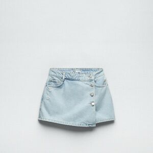 Zara Ripped Blue Denim Skort l L